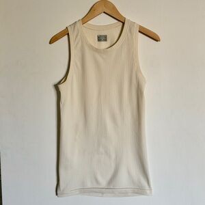 Athleta Cream Ribbed Fitness Tank Top Size Medium